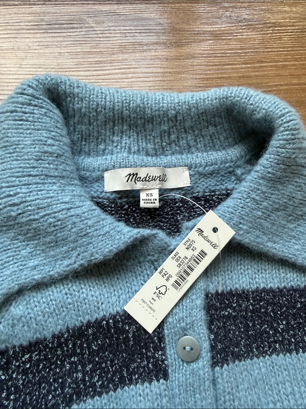 NWT Madewell Raglan Polo Sweater Tee in Stripe XS - Picture 4 of 7